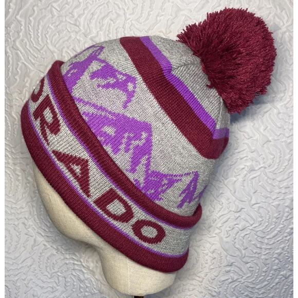 Colorado Beanie Pom Pom Maroon purple Acrylic One Size Fits Most - Picture 14 of 15